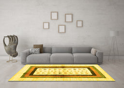 Machine Washable CON3011X Yellow CON3011X Rug in a Living Room, wshcon3011yw