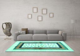 Machine Washable CON3011X Turquoise CON3011X Area Rugs in a Living Room,, wshcon3011turq