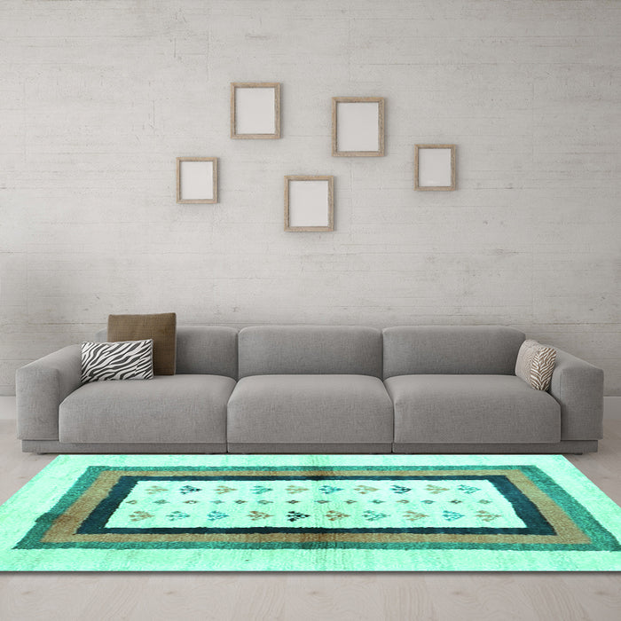 Machine Washable CON3011X Turquoise CON3011X Area Rugs in a Living Room,, wshcon3011turq