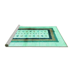 Sideview of Machine Washable CON3011X Turquoise CON3011X Area Rugs, wshcon3011turq
