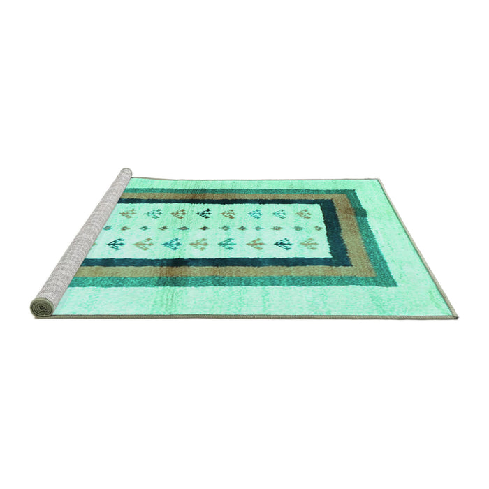 Sideview of Machine Washable CON3011X Turquoise CON3011X Area Rugs, wshcon3011turq