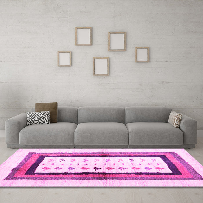 Machine Washable CON3011X Pink CON3011X Rug in a Living Room, wshcon3011pnk