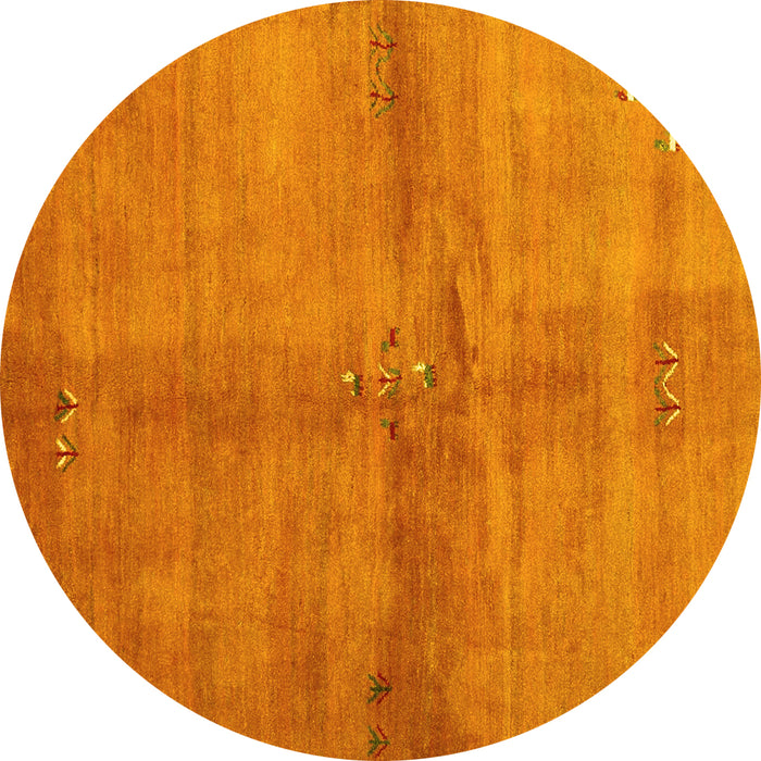 Round Abstract Yellow Contemporary Rug, con3012yw