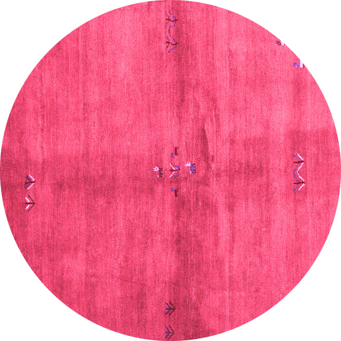 Round Machine Washable Abstract Pink Contemporary Rug, wshcon3012pnk