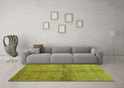 Machine Washable Abstract Turquoise Contemporary Area Rugs in a Living Room,, wshcon3012turq