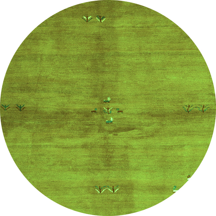 Square Abstract Green Contemporary Rug, con3012grn