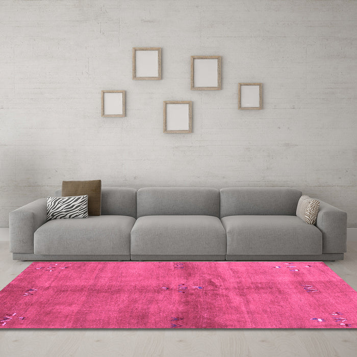 Machine Washable Abstract Purple Contemporary Area Rugs in a Living Room, wshcon3012pur