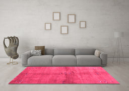Machine Washable Abstract Pink Contemporary Rug in a Living Room, wshcon3012pnk