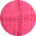 Round Abstract Pink Contemporary Rug, con3012pnk