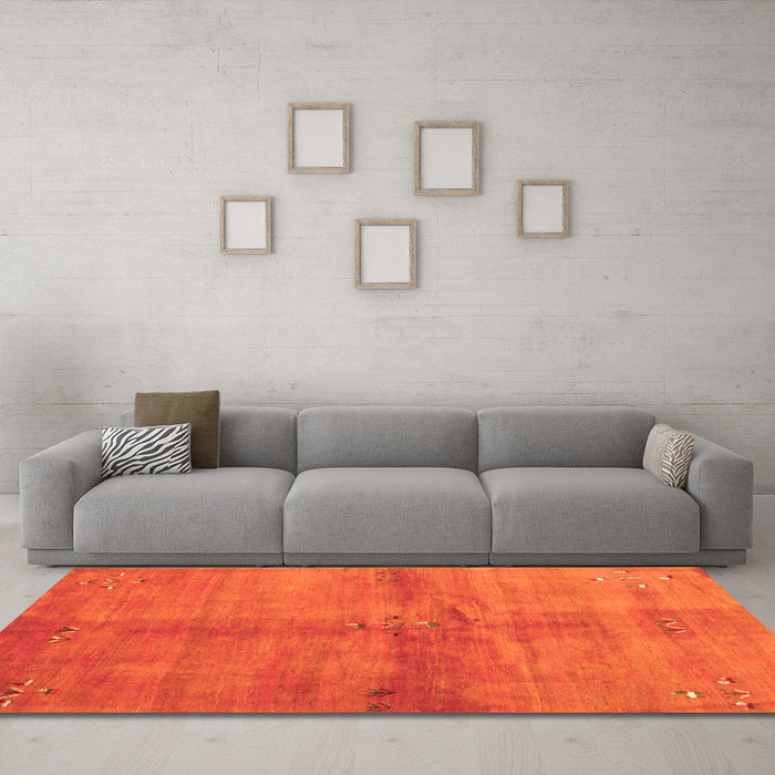 Machine Washable Abstract Orange Contemporary Area Rugs in a Living Room, wshcon3012org