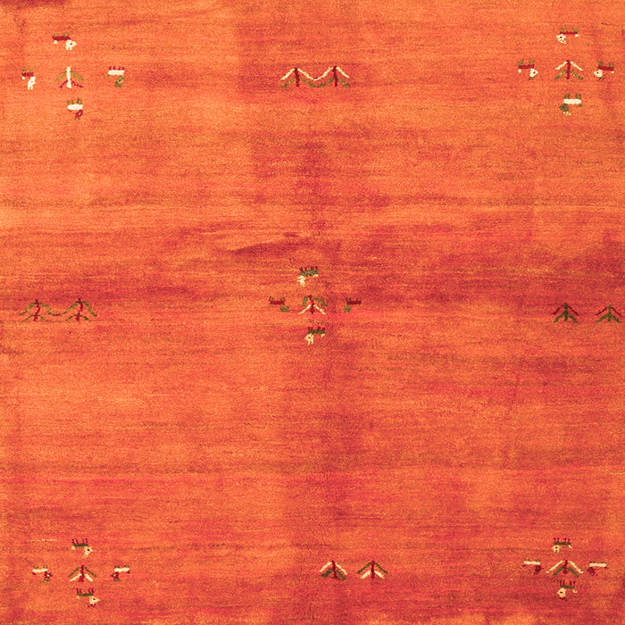 Round Machine Washable Abstract Orange Contemporary Area Rugs, wshcon3012org