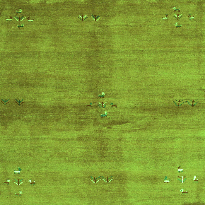 Serging Thickness of Abstract Green Contemporary Rug, con3012grn