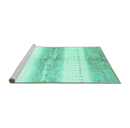 Sideview of Machine Washable Abstract Turquoise Contemporary Area Rugs, wshcon3013turq