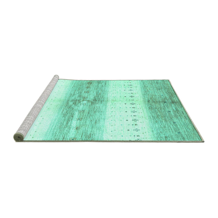Sideview of Machine Washable Abstract Turquoise Contemporary Area Rugs, wshcon3013turq