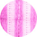 Round Abstract Pink Contemporary Rug, con3013pnk