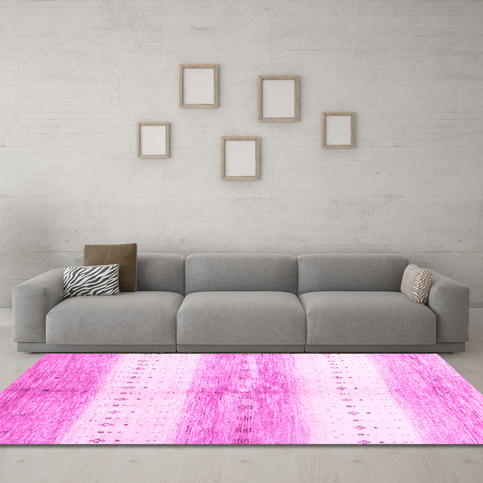 Machine Washable Abstract Pink Contemporary Rug in a Living Room, wshcon3013pnk
