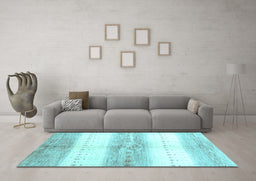 Machine Washable Abstract Light Blue Contemporary Rug in a Living Room, wshcon3013lblu