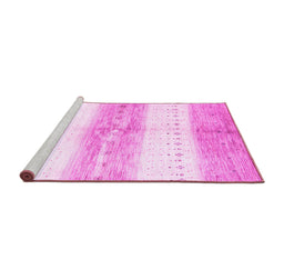 Sideview of Machine Washable Abstract Pink Contemporary Rug, wshcon3013pnk