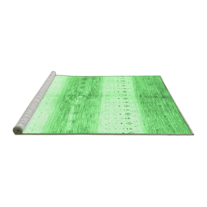 Sideview of Machine Washable Abstract Emerald Green Contemporary Area Rugs, wshcon3013emgrn