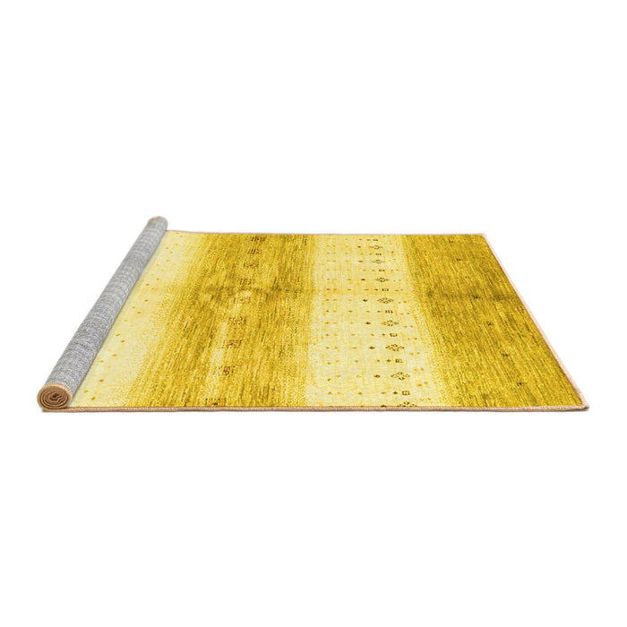 Sideview of Machine Washable Abstract Yellow Contemporary Rug, wshcon3013yw