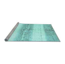 Sideview of Machine Washable Abstract Light Blue Contemporary Rug, wshcon3013lblu