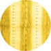 Round Abstract Yellow Contemporary Rug, con3013yw