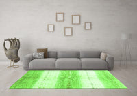 Machine Washable Abstract Green Contemporary Rug, wshcon3013grn