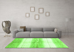 Machine Washable Abstract Green Contemporary Area Rugs in a Living Room,, wshcon3013grn