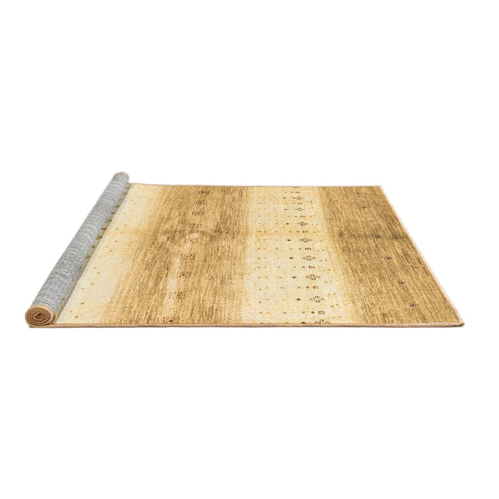 Sideview of Machine Washable Abstract Brown Contemporary Rug, wshcon3013brn