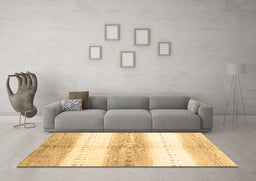 Machine Washable Abstract Brown Contemporary Rug in a Living Room,, wshcon3013brn