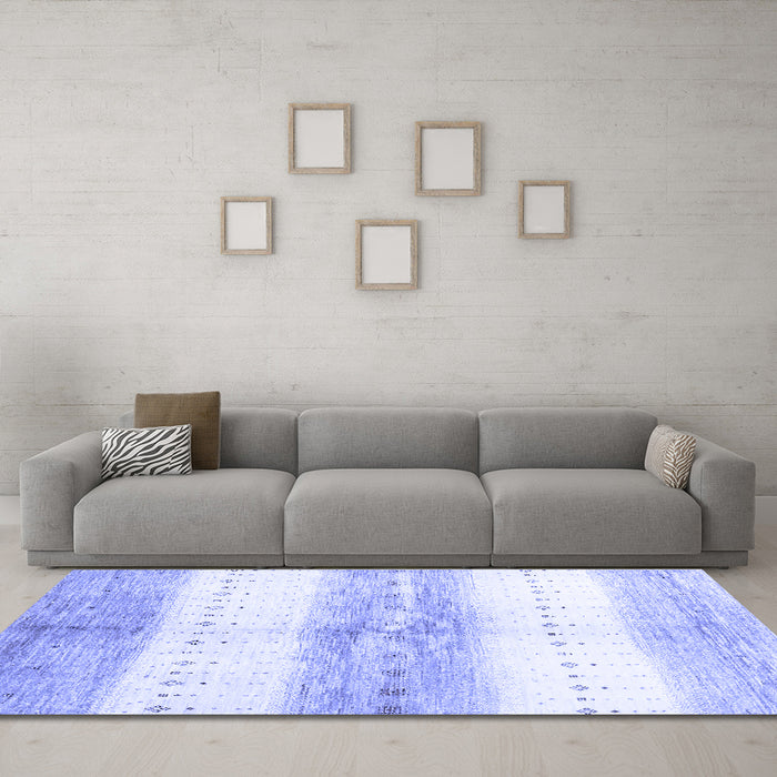 Machine Washable Abstract Blue Contemporary Rug in a Living Room, wshcon3013blu