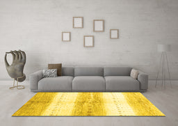 Machine Washable Abstract Yellow Contemporary Rug in a Living Room, wshcon3013yw