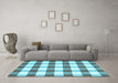 Machine Washable Checkered Light Blue Modern Rug in a Living Room, wshcon3014lblu