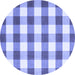 Round Machine Washable Checkered Blue Modern Rug, wshcon3014blu