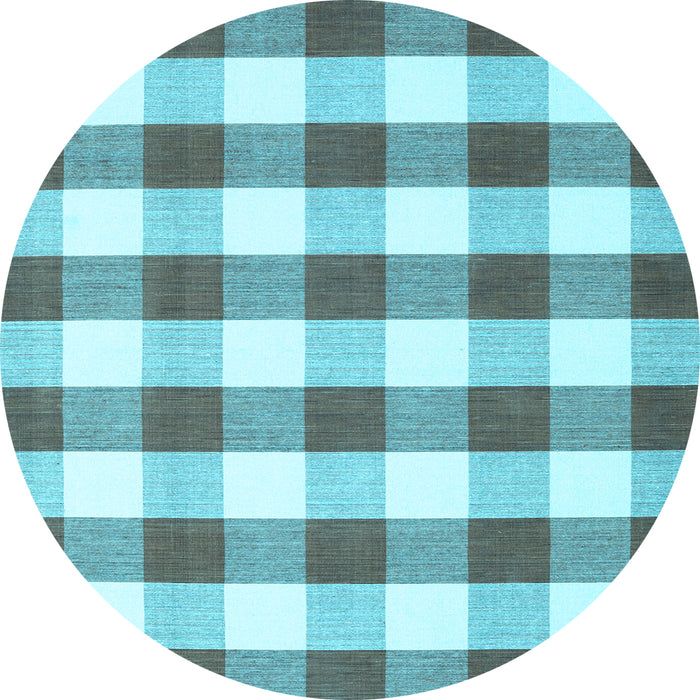 Round Checkered Light Blue Modern Rug, con3014lblu