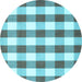 Round Checkered Light Blue Modern Rug, con3014lblu