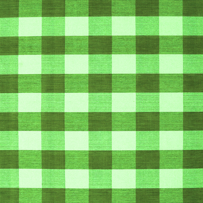 Round Machine Washable Checkered Green Modern Area Rugs, wshcon3014grn