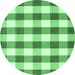 Round Machine Washable Checkered Emerald Green Modern Area Rugs, wshcon3014emgrn