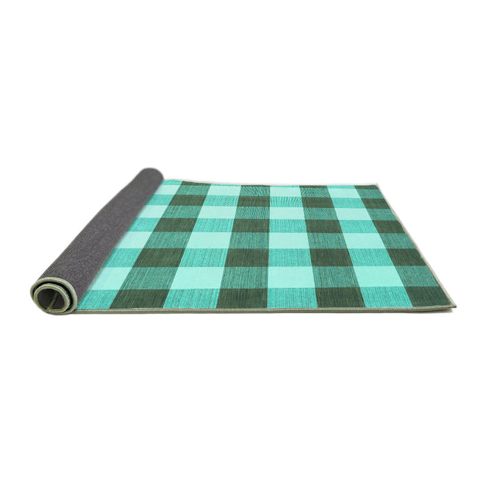 Sideview of Checkered Turquoise Modern Rug, con3014turq