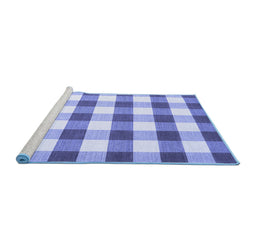 Sideview of Machine Washable Checkered Blue Modern Rug, wshcon3014blu