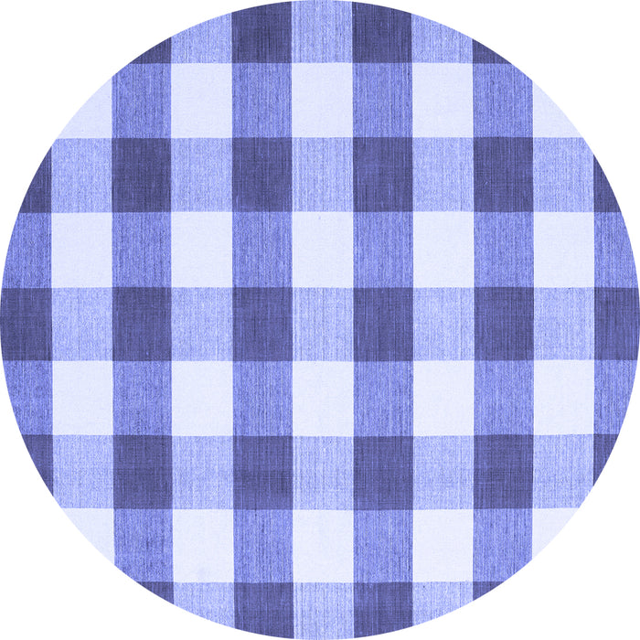 Round Checkered Blue Modern Rug, con3014blu