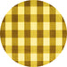 Round Checkered Yellow Modern Rug, con3014yw