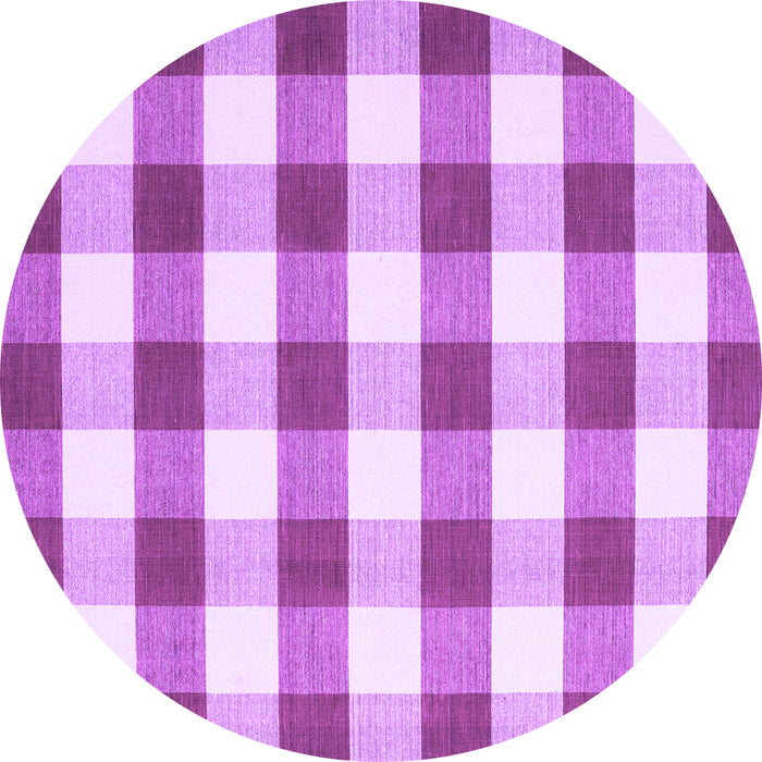 Round Checkered Purple Modern Rug, con3014pur