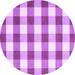 Round Checkered Purple Modern Rug, con3014pur