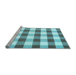 Sideview of Machine Washable Checkered Light Blue Modern Rug, wshcon3014lblu
