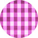 Round Checkered Pink Modern Rug, con3014pnk