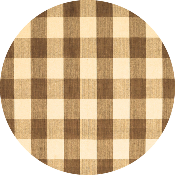 Round Machine Washable Checkered Brown Modern Rug, wshcon3014brn