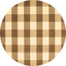 Round Machine Washable Checkered Brown Modern Rug, wshcon3014brn