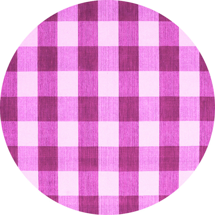 Round Machine Washable Checkered Pink Modern Rug, wshcon3014pnk
