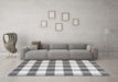 Machine Washable Checkered Gray Modern Rug in a Living Room,, wshcon3014gry